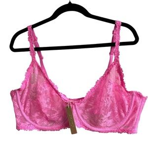 💕NWT SKIMS Stretch Lace Intimates Underwire Scoop Bra in PINK Size 46D💕